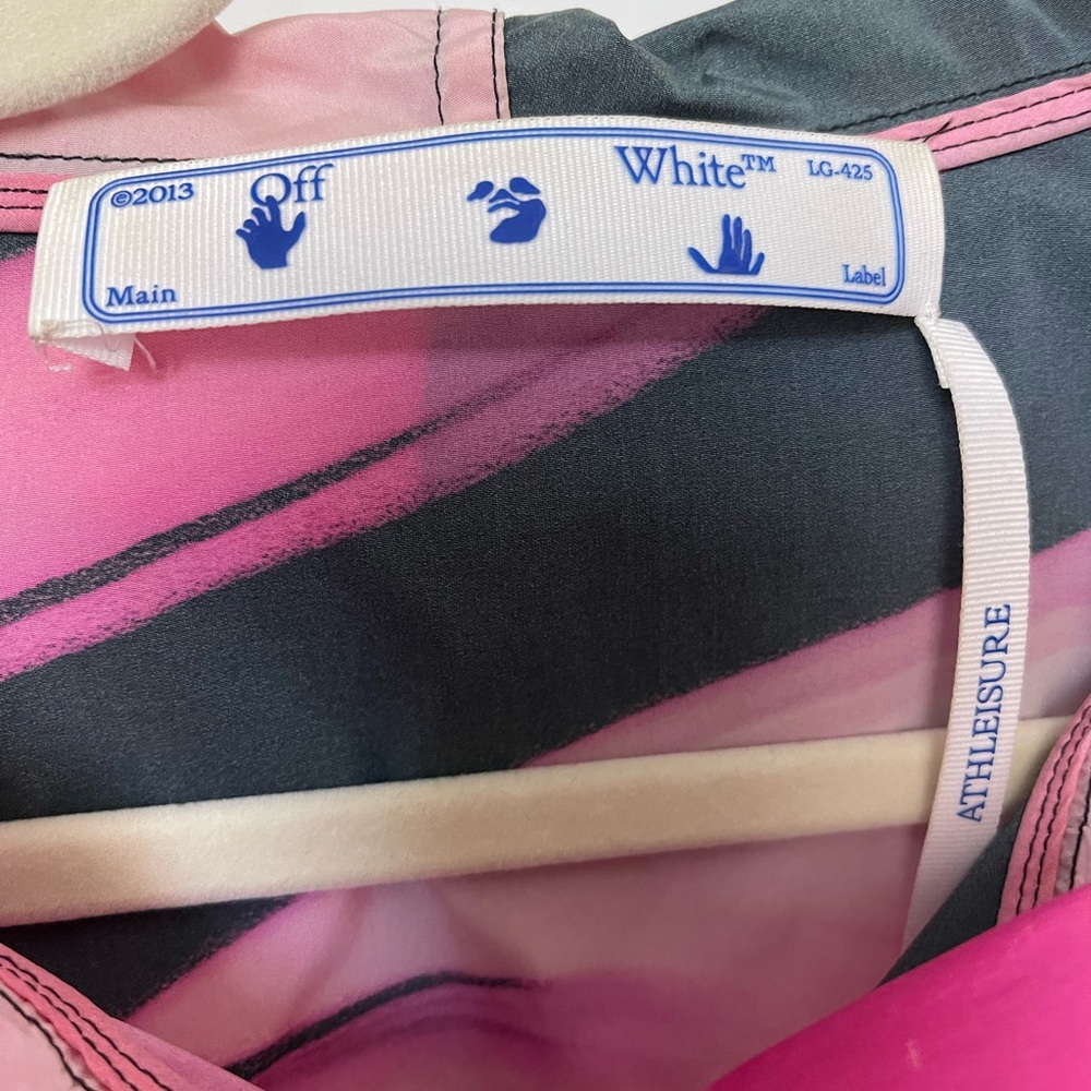 Off-White Pink and Black Abstract Rain Jacket - Picture 2 of 8